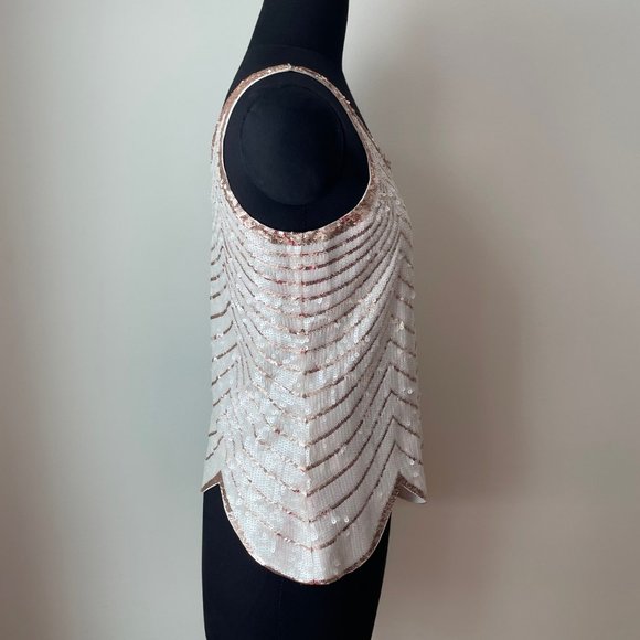 BCBG MaxAzria Pearl and Rose Gold Sequin Tank - Picture 2 of 13